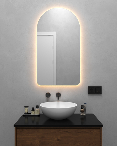 Зеркало арка 90х50 см, с тёплой подсветкой